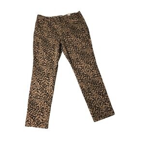 Terra & Sky Leopard Print Brown Straight High Rise Jeans 36x30 14W
